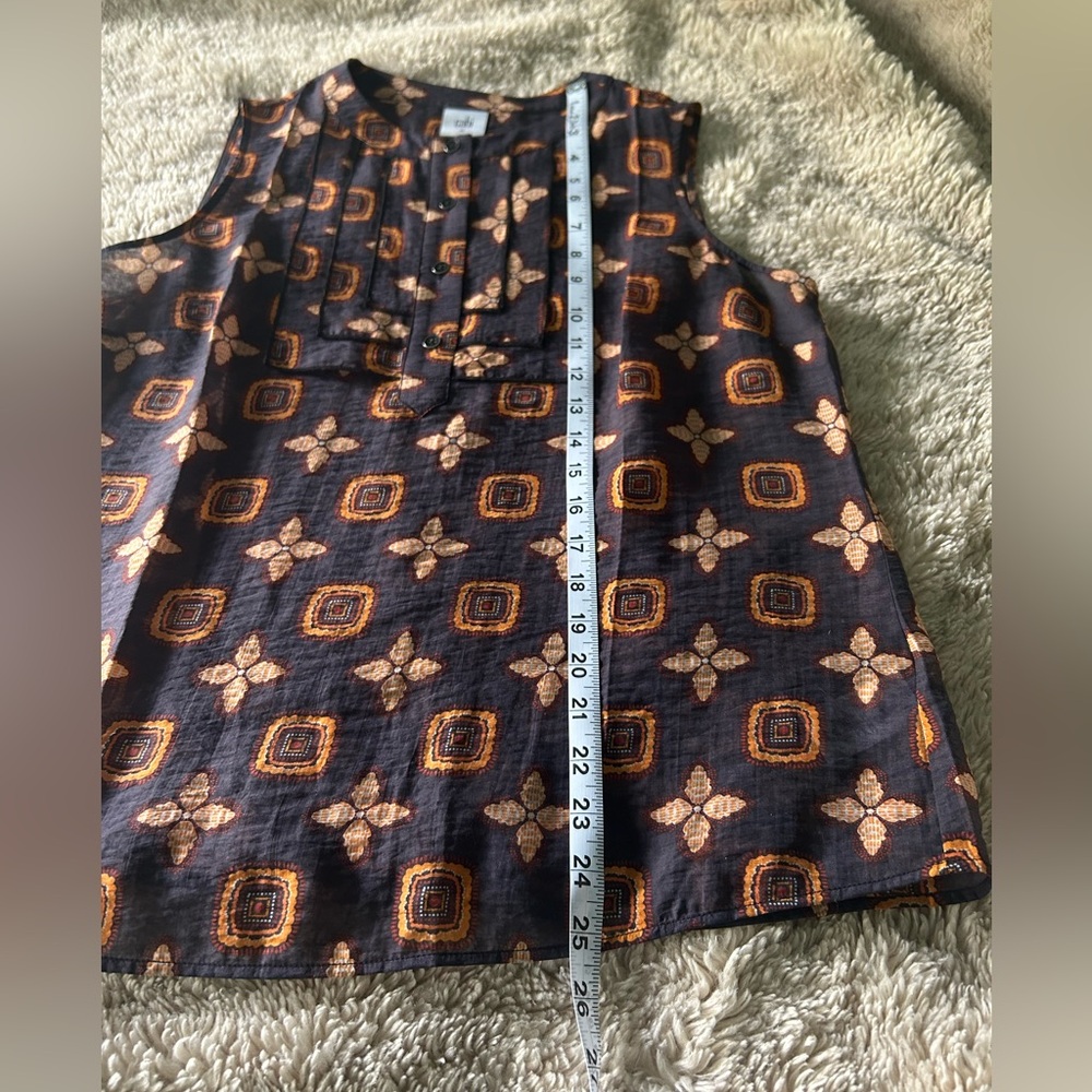 CAbi Black and Orange Geometric Blouse - Picture 5 of 6